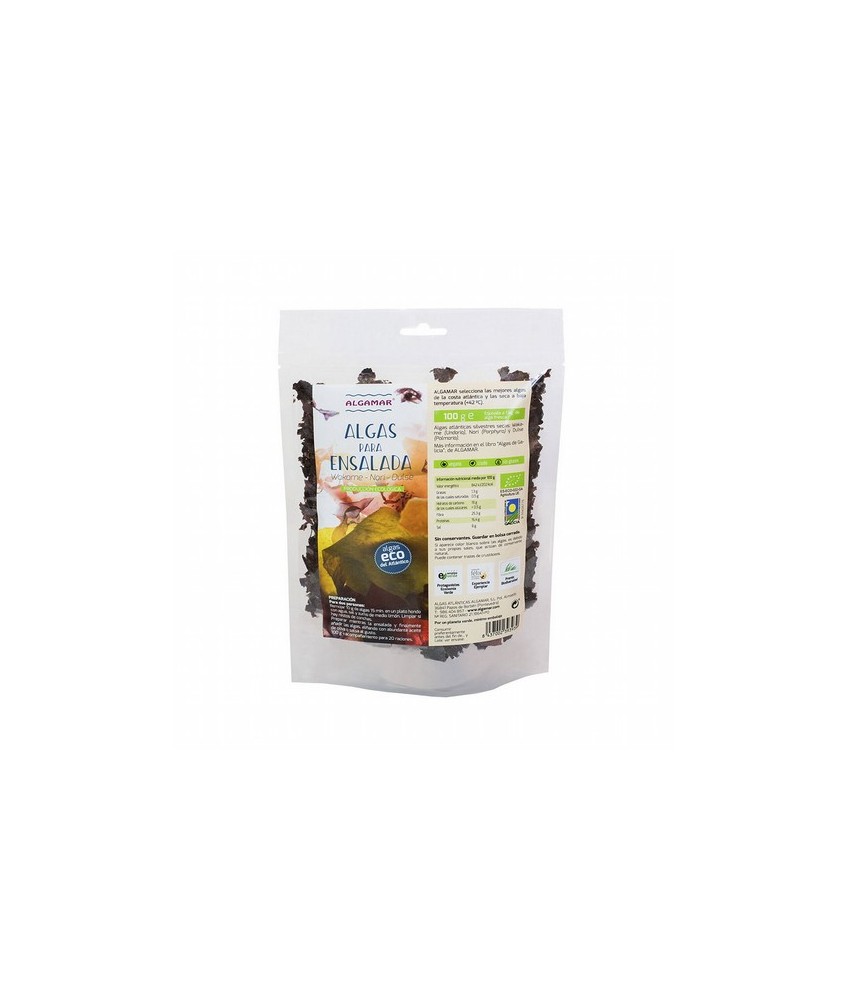 DESCRIPCIÓN DEL PRODUCTO
ALGAS PARA ENSALADA  con certificación ecológica   PREPARACIÓN: Para 2 personas: remojar 10 gramos d
