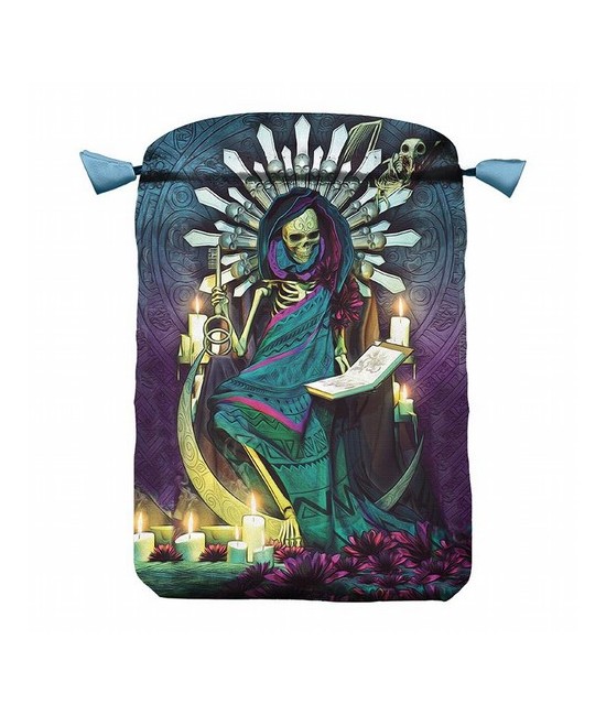 MS.BOLSA TAROT SANTA MUERTE SEDA AZUL