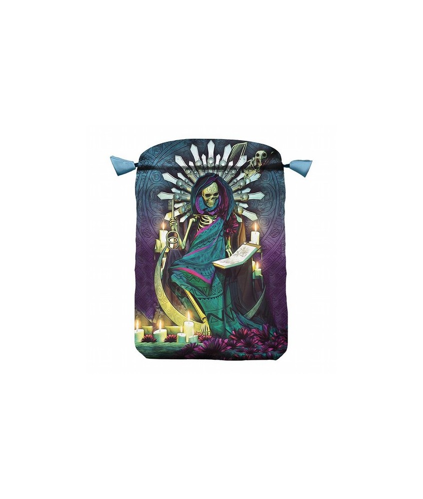 MS.BOLSA TAROT SANTA MUERTE SEDA AZUL
