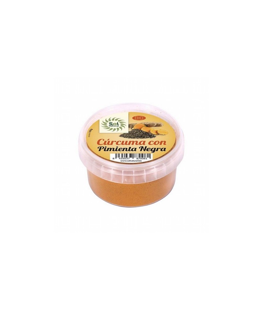 DESCRIPCIÓN DEL PRODUCTO
CURCUMA CON PIMIENTA NEGRA BIO 100 G SOL NATURAL   Ingredientes: Cúrcuma* 95% y Pimienta Negra Molida