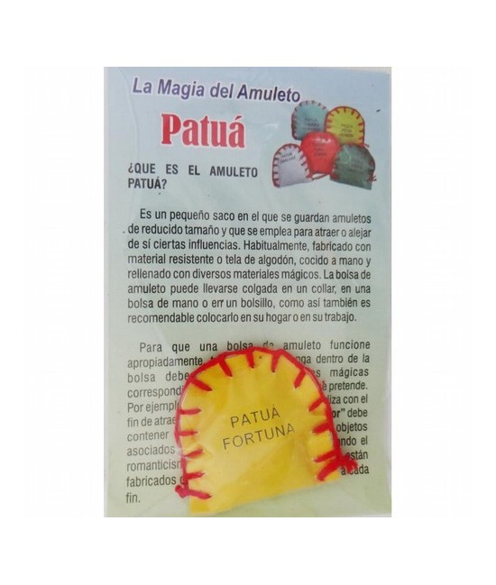 ¿QUE ES EL AMULETO PATUÁ?
Es un pequeño saco en el que se guardan amuletos de reducido tamaño y que se emplea para atraer o al