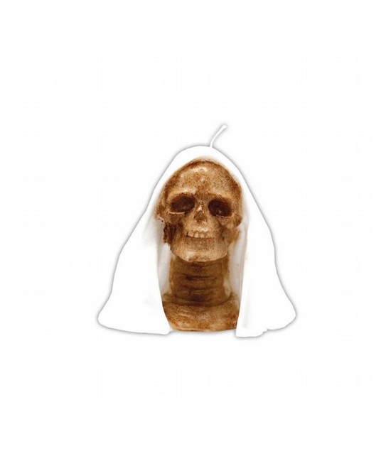 Vela Forma Santa Muerte c/ Capucha 15 cm (Blanca)