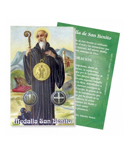 Medalla San Benito Mini 1,7 cm (Dorada) (Reverso Cruz)