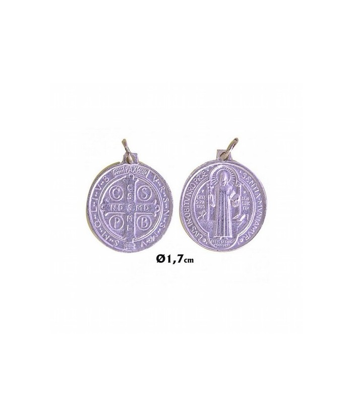 Medalla San Benito Mini 1,7 cm (Niquelada) (Reverso Cruz