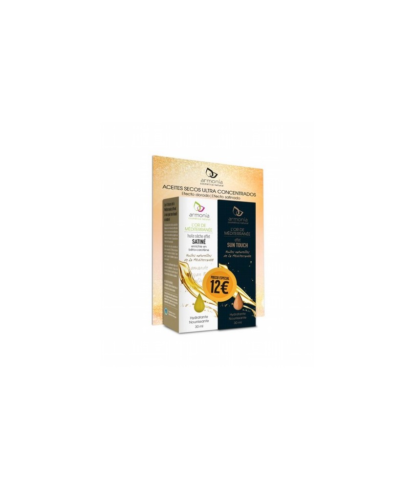 Aceite seco del Mediterráneo, efecto "Sun Touch":
Aceite seco de rápida absorción con diminutas partículas doradas que aportan