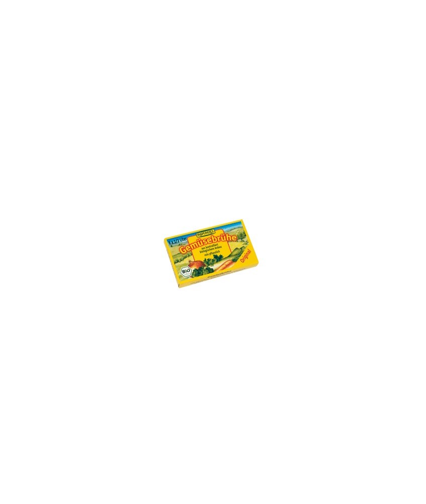 Caldo vegetal en cubitos 100% orgánico, ideal para sazonar y condimentar sopas, salsas y cualquier plato, o simplemente como un