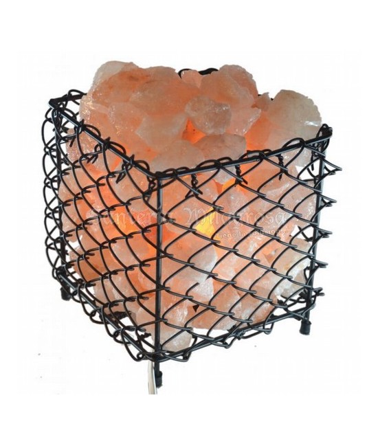 Lampara Sal Canasta Cuadrada c/ piedras 22 cm x 20 cm
