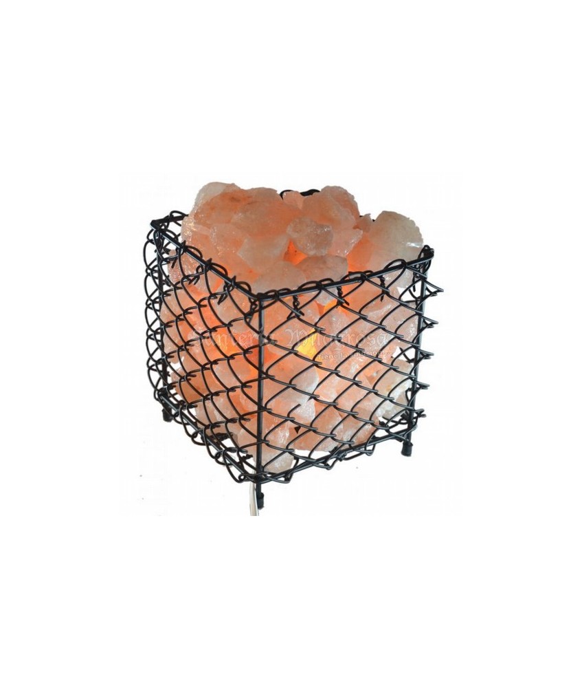 Lampara Sal Canasta Cuadrada c/ piedras 22 cm x 20 cm
