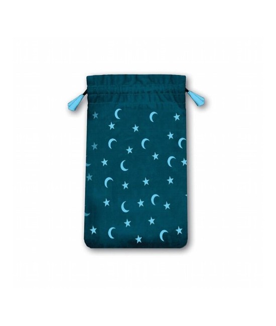 Bolsa Tarot Mini Terciopelo Azul 13,5 x 8,5 cm (Motivo Estrellas y Lunas) *
