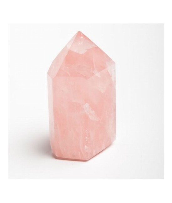 Punta pulida de cuarzo rosa de calidad extra procedente de Brasil.

Peso: 200-250 grs/ud