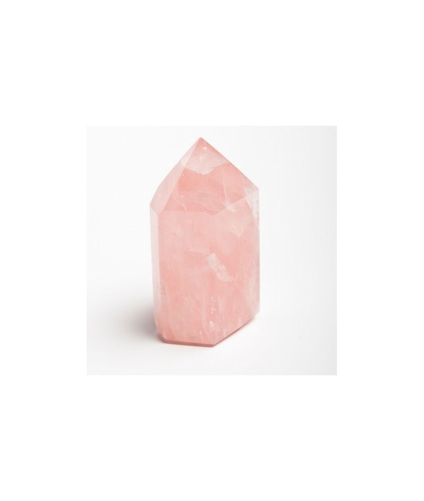 Punta pulida de cuarzo rosa de calidad extra procedente de Brasil.

Peso: 200-250 grs/ud