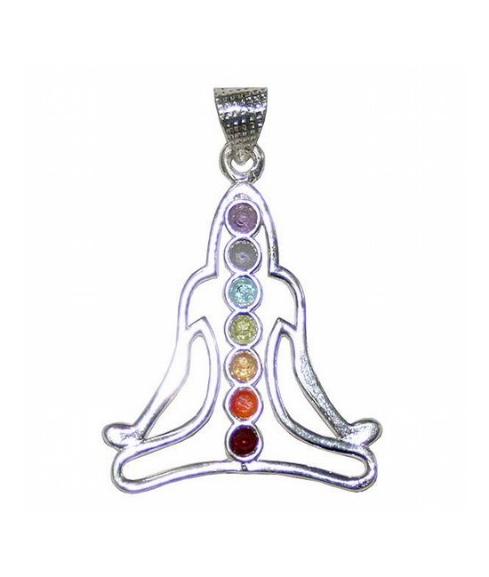 Colgante buda con los 7 chakras. 
Artículo procedente de India. 
Medida: 55 x 33mm.
