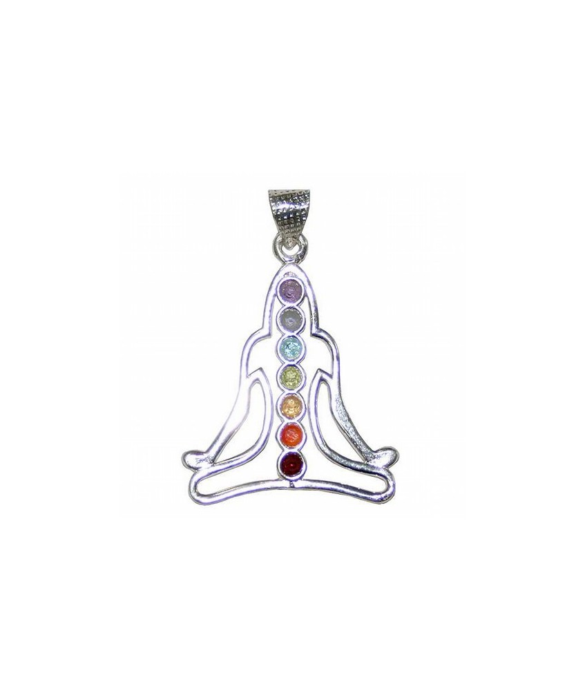 Colgante buda con los 7 chakras. 
Artículo procedente de India. 
Medida: 55 x 33mm.