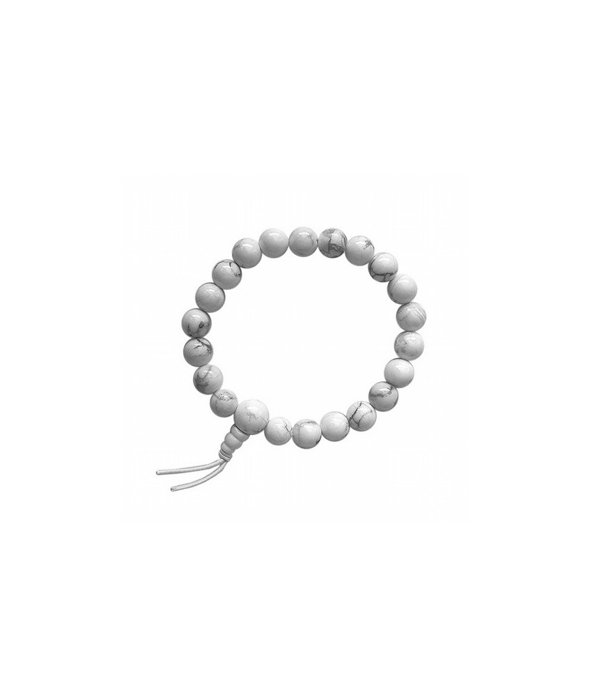 Pulsera de Howlita Blanca en bolas de 8mm.

Presentada con cartón con el  nombre del mineral y su propiedad.