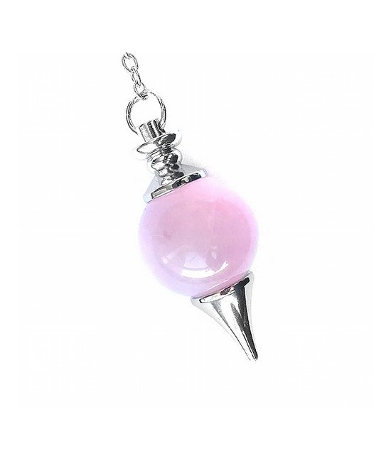Péndulo bola de Cuarzo Rosa de 20 mm.
Con cadena de 200 mm. y terminación de acero.
Presentado en estuche de cartón que conti