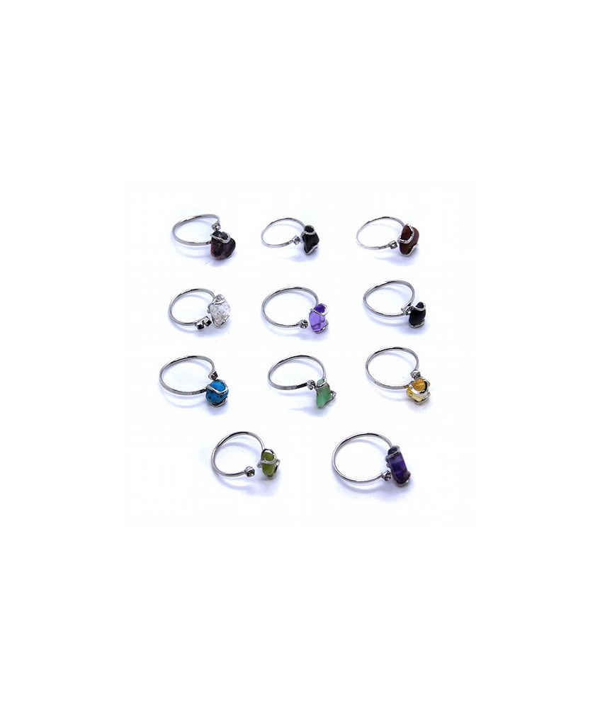 Anillo de acero infantil adaptable con mineral engarzado.
Minerales disponibles: Jaspe Rojo, Obsidiana Nevada, Citrino, Fluori