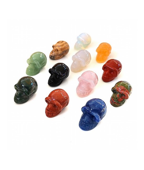 craneos de mineral de 3 cm
- Aventurina Dorada, Unakita, Cuarzo Rosa, Cristal de Roca, Opalina, Jaspe Rojo, Jaspe Paisaje, Óni