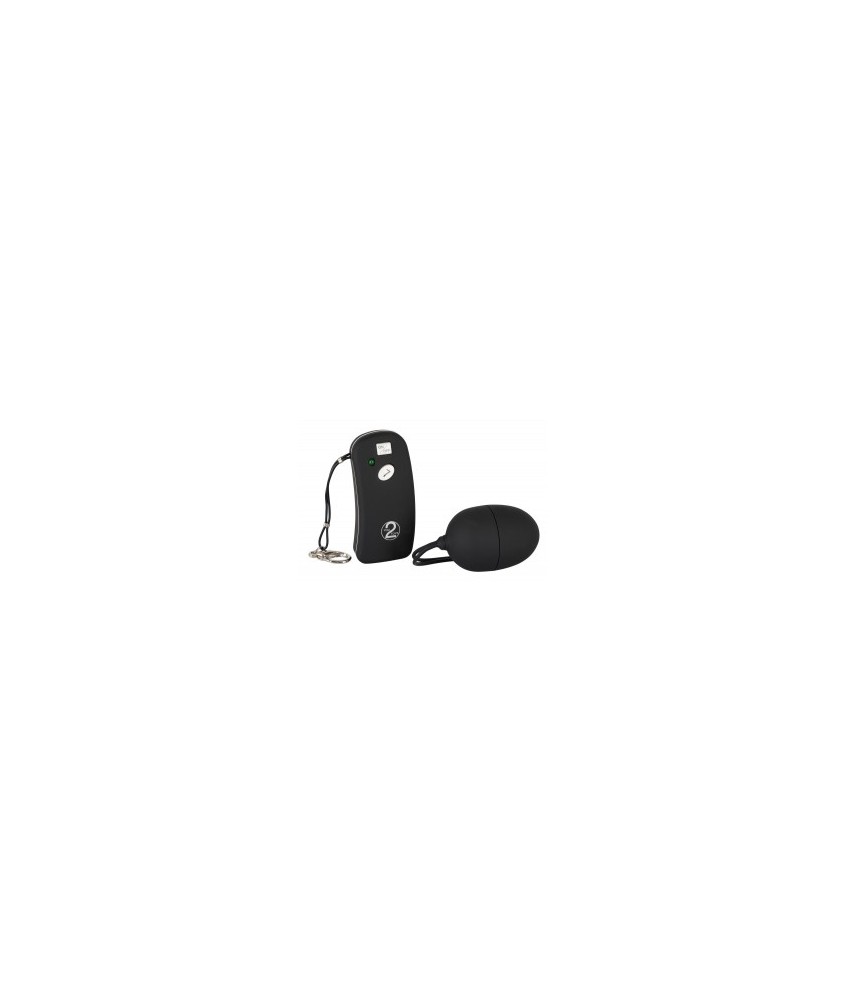 Negro, huevo vibro a prueba de agua (5 cm de longitud, Ø 3,7 cm) con mando a distancia inalámbrico. 7 niveles de vibración. Mat