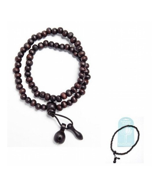 Pulsera mala tibetano con bolas 6mm en madera oscura.