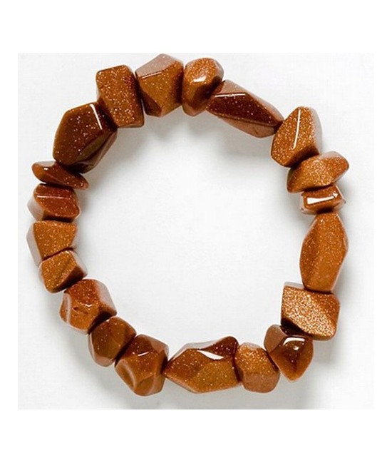 Pulsera de Aventurina Dorada de 19 piezas irregulares de aprox 10 mm. a 15 mm.
Engarzada en goma