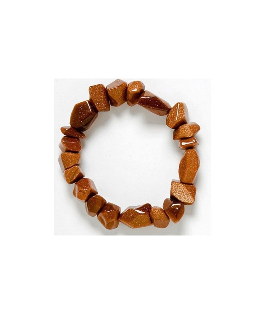 Pulsera de Aventurina Dorada de 19 piezas irregulares de aprox 10 mm. a 15 mm.
Engarzada en goma