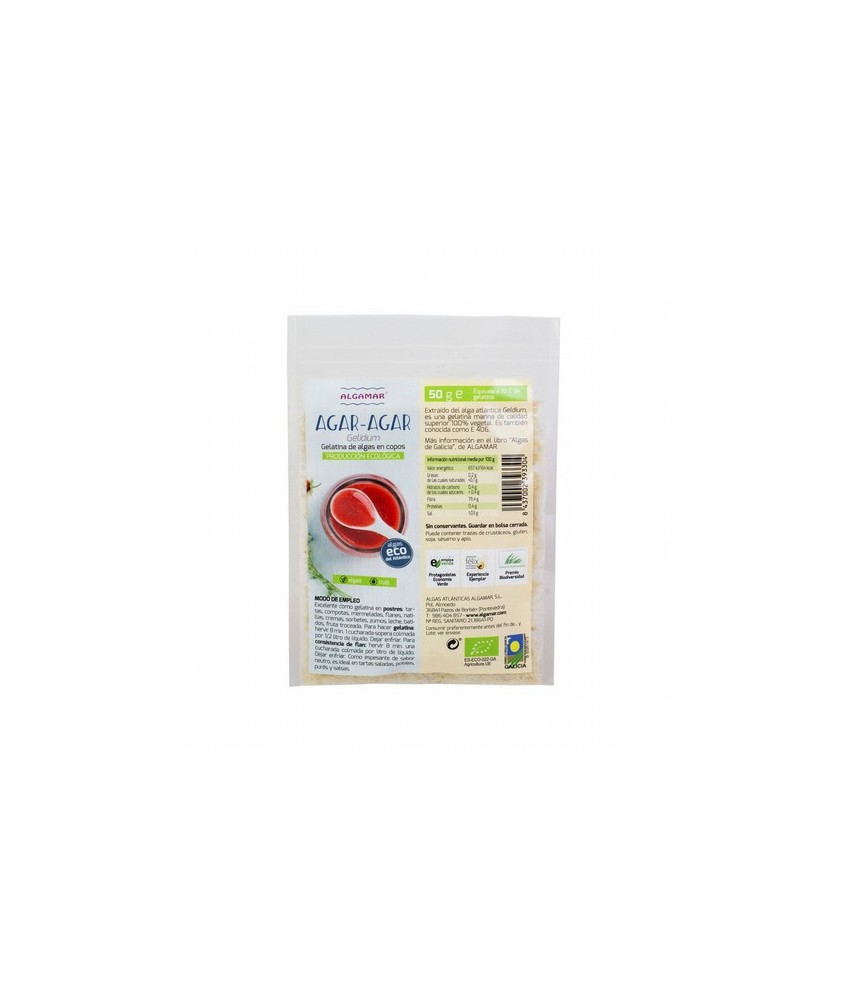 Es la gelatina marina de más alta calidad. Esta fibra soluble extraída del alga Gelidium sesquipedale, tiene sabor neutro. Por 