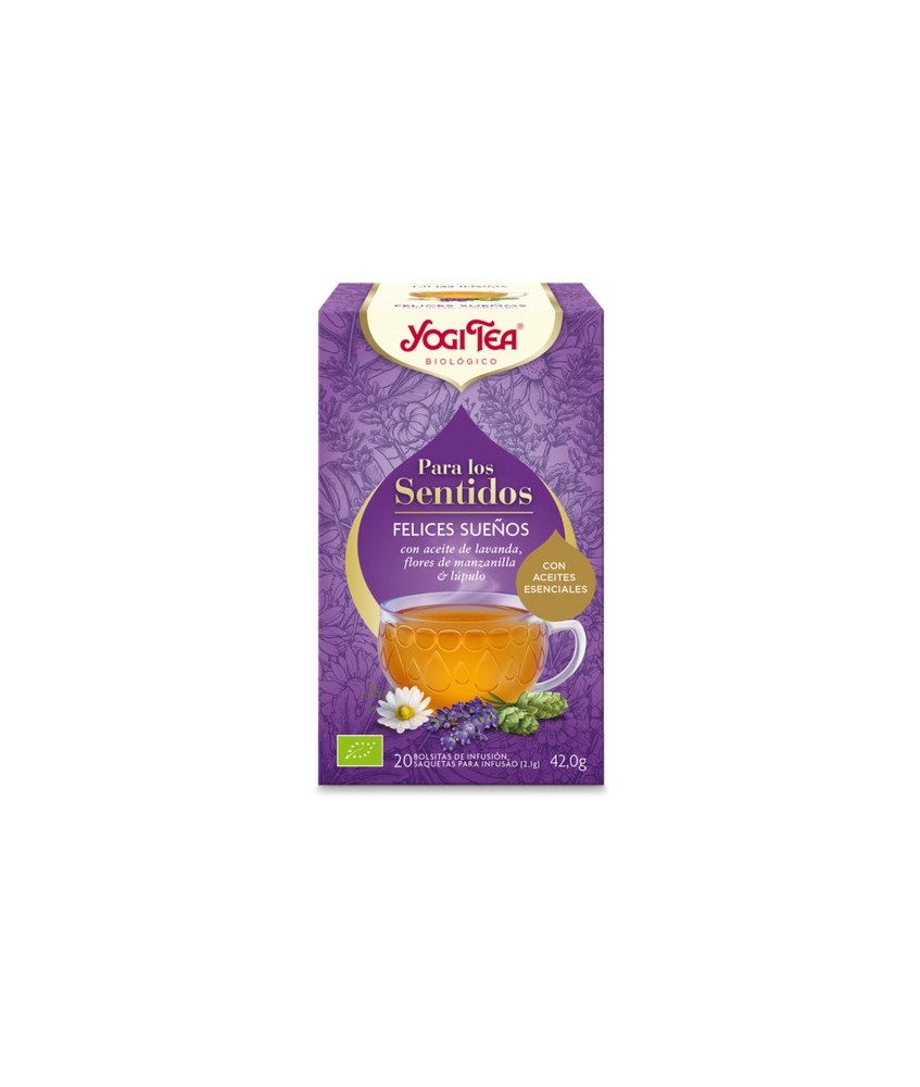 YOGI TEA® Felices Sueños invita a dejarse caer en el mundo de los sueños. El placer del aceite esencial de lavanda junto con la