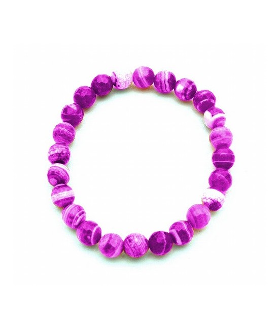 Pulsera de agata, bola 8 mm. facetada.