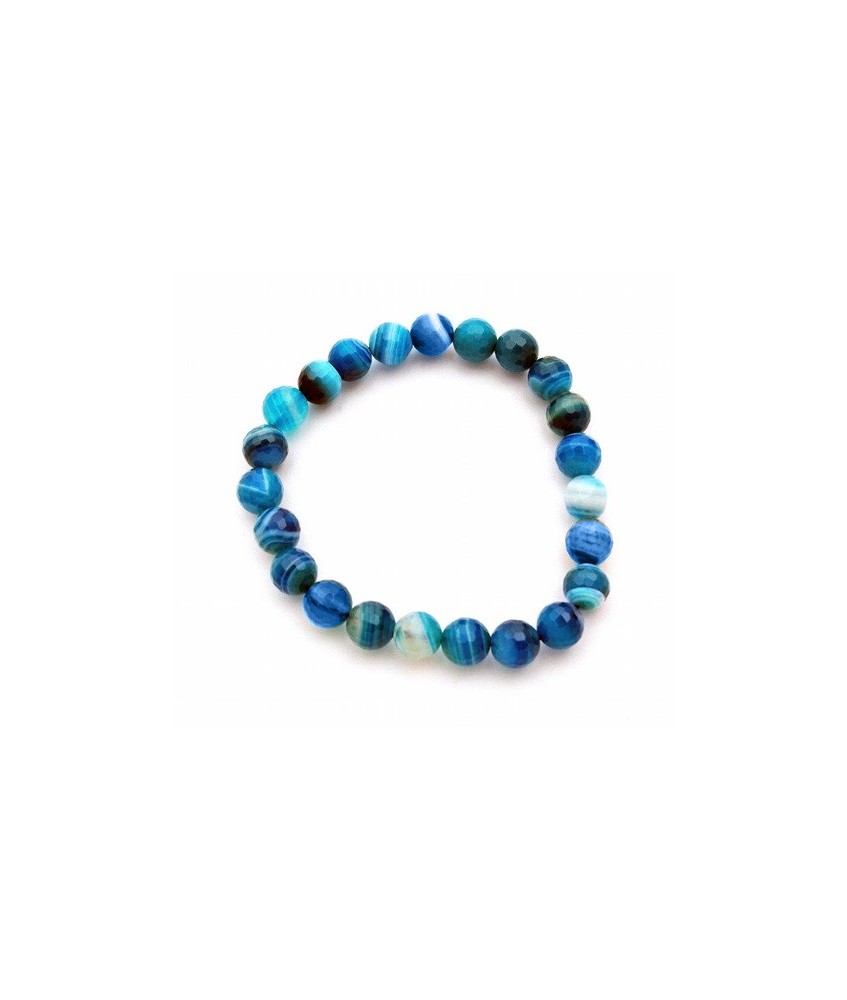 Pulsera de agata, bola 8 mm. facetada.