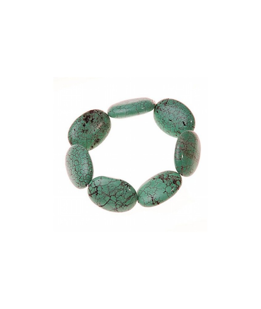 Pulsera de Turquesa (imitación). 7 piezas Ovales de 20x15x5 mm.
Engarce de goma elástica.