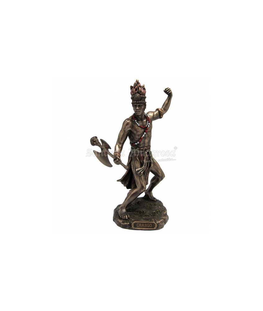 MS.FIGURA CHANGO RESINA 23 CM. DORADO VIEJO
