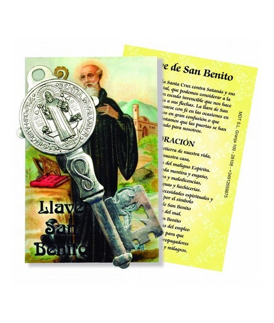 Amuleto Llave San Benito Grande con oracion (13 x 4.5 cm)
