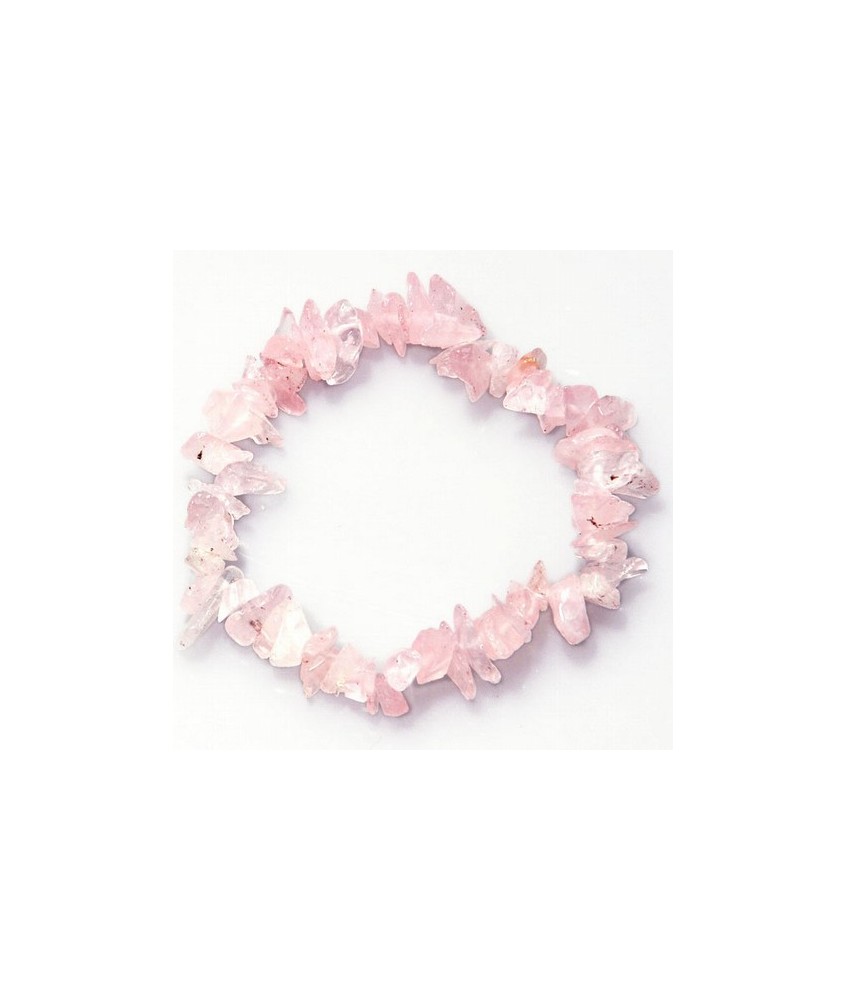 Pulsera Chip Cuarzo Rosa.
Presentada en jinete de cartón con nombre de mineral y su propiedad.