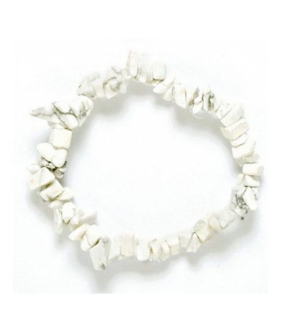 Pulsera Chip Howlita Blanca.
Presentada en jinete de cartón con nombre de mineral y su propiedad.
