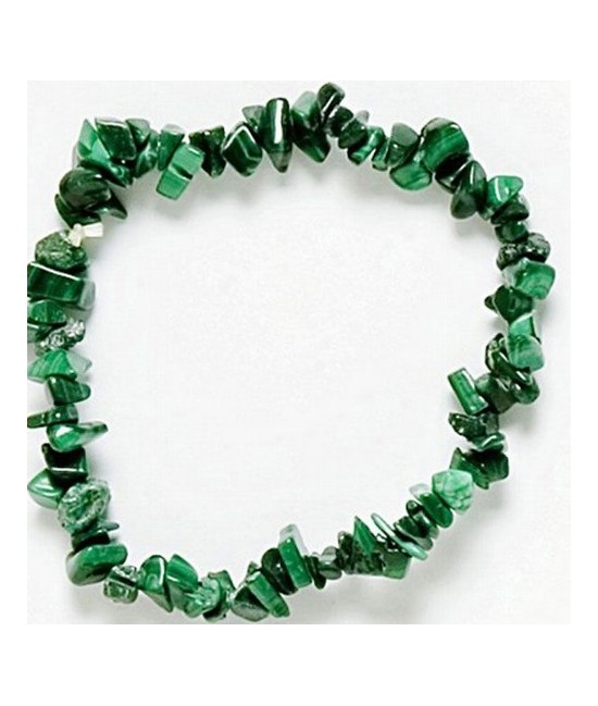 Pulsera Chip Malaquita.
Presentada en jinete de cartón con nombre de mineral y su propiedad.
Calidad extra.