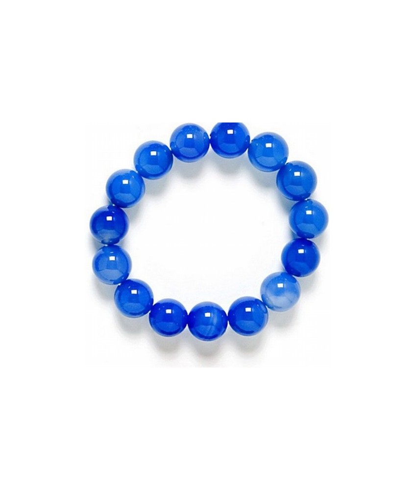 Pulsera de 15 bolas de ágata Azul pulida de 12 mm.
Engarce de goma elástica