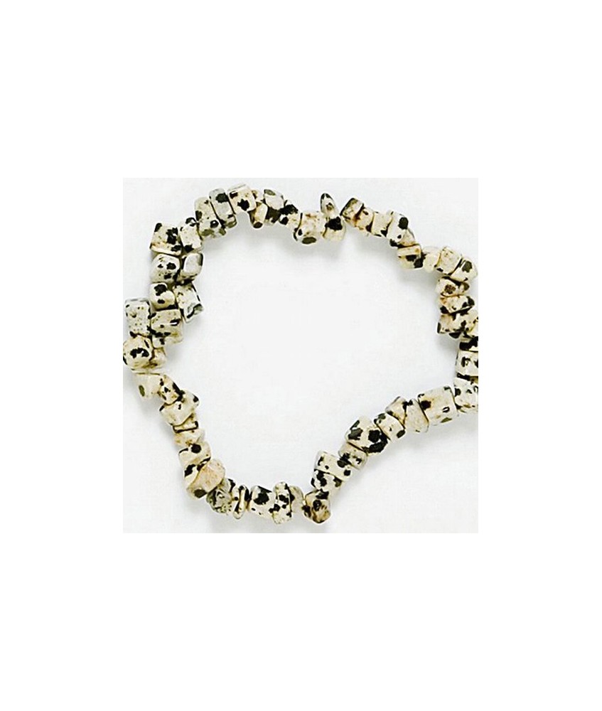 Pulsera Chip Jaspe Dálmata.
Presentada en jinete de cartón con nombre de mineral y su propiedad.