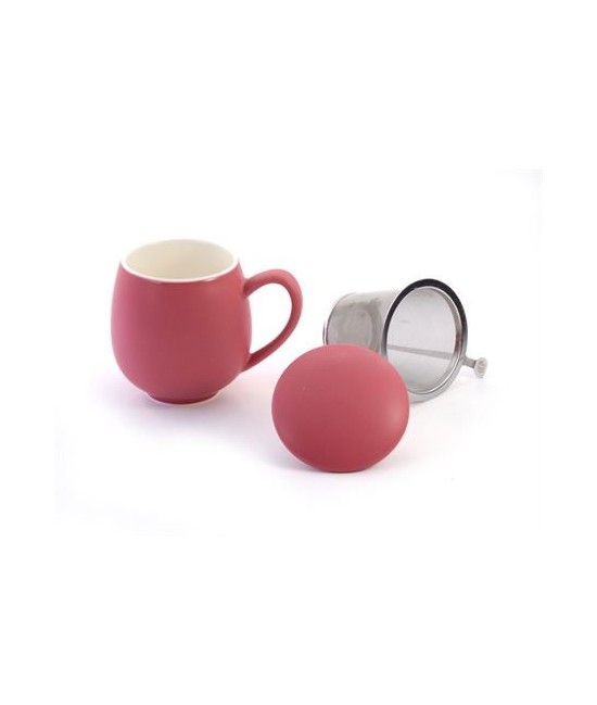 Herb Tea Mug "Saara" porcelain, matte berry red