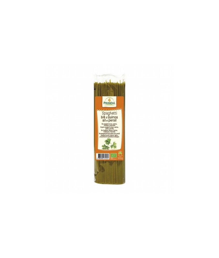 Ingredientes: Semola de TRIGO de calidad superior * (86.5%), quinoa * (10%), perejil * (3%), ajo *. * de la agricultura ecológi