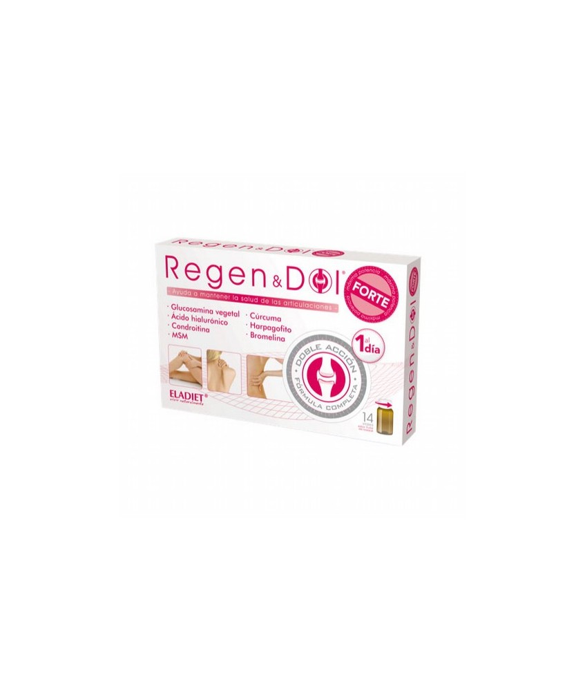 Regen&Dol Forte
Complemento alimenticio a base de glucosamina vegetal, condroitina, MSM, ácido hialurónico, cúrcuma, harpagofi