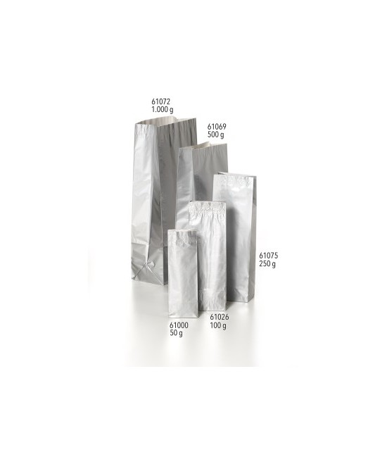 DB.BOLSA DE TE, PLATEADA 100 grs. 70X40X205 mm.