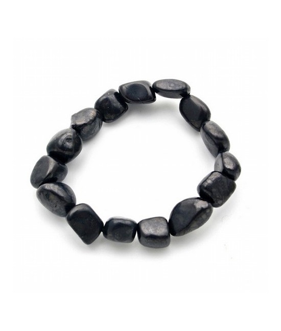 KU.PULSERA SHUNGITA RODADO IRREGULAR 7 - 10 MM.