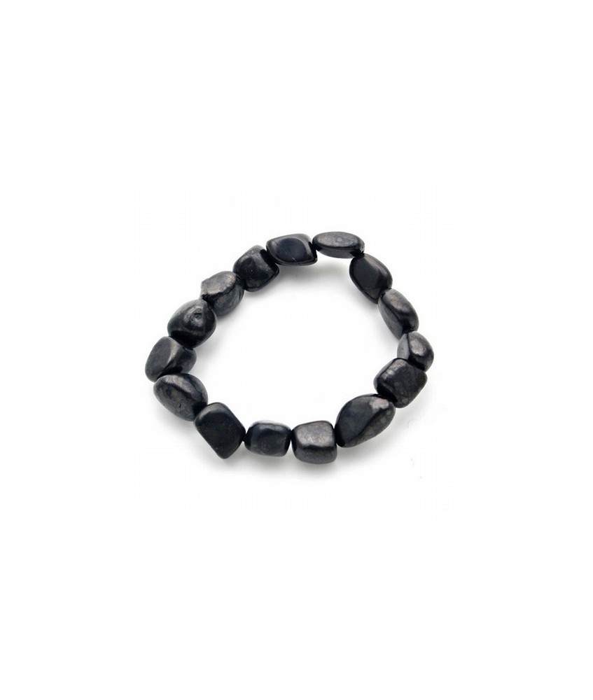 KU.PULSERA SHUNGITA RODADO IRREGULAR 7 - 10 MM.