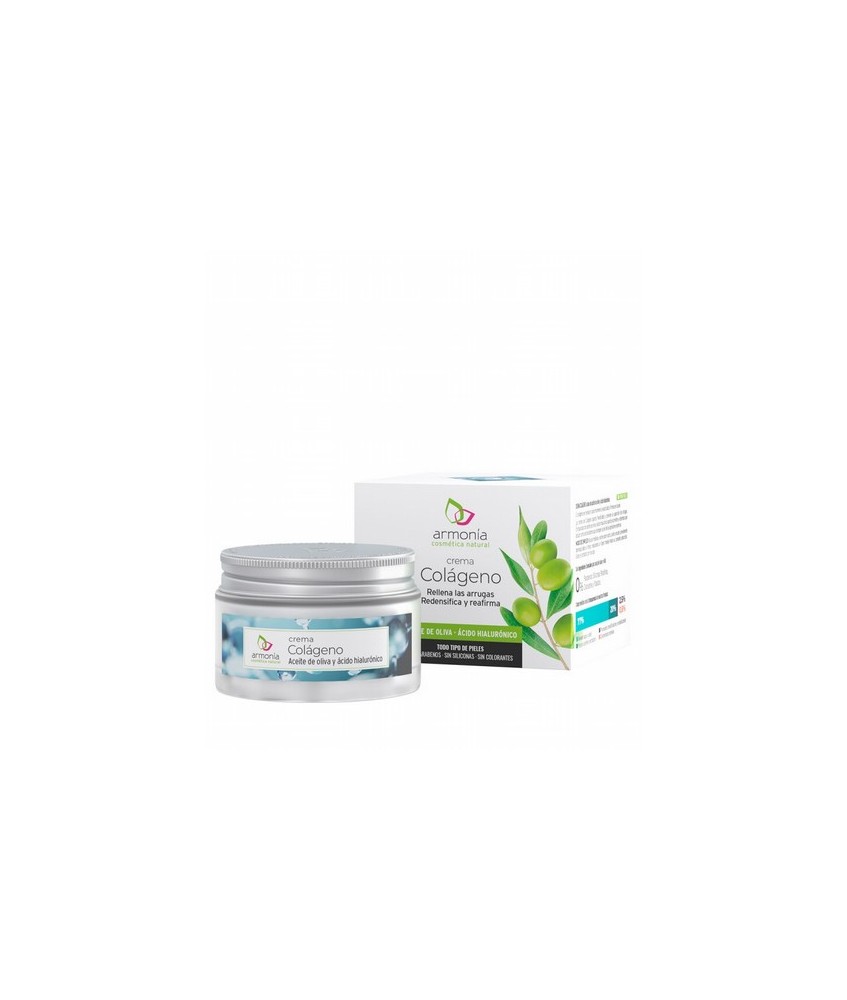 Crema Colágeno a base de aceite de oliva y ácido hialurónico. La crema de Colágeno aporta flexibilidad y previene la aparición 