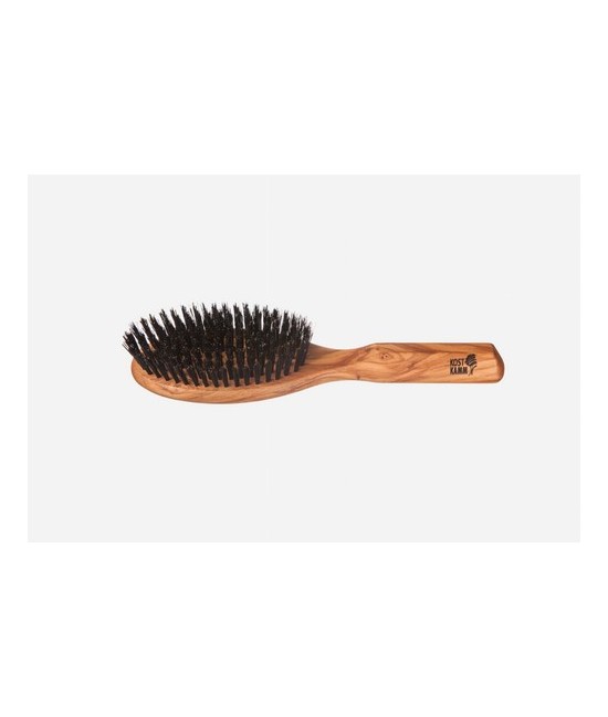 Cepillo para el pelo, madera de olivo, ovalado, cerdas rígidas de jabalí negro, 9 hileras
Idoneidad: pelo corto a mediano, lis