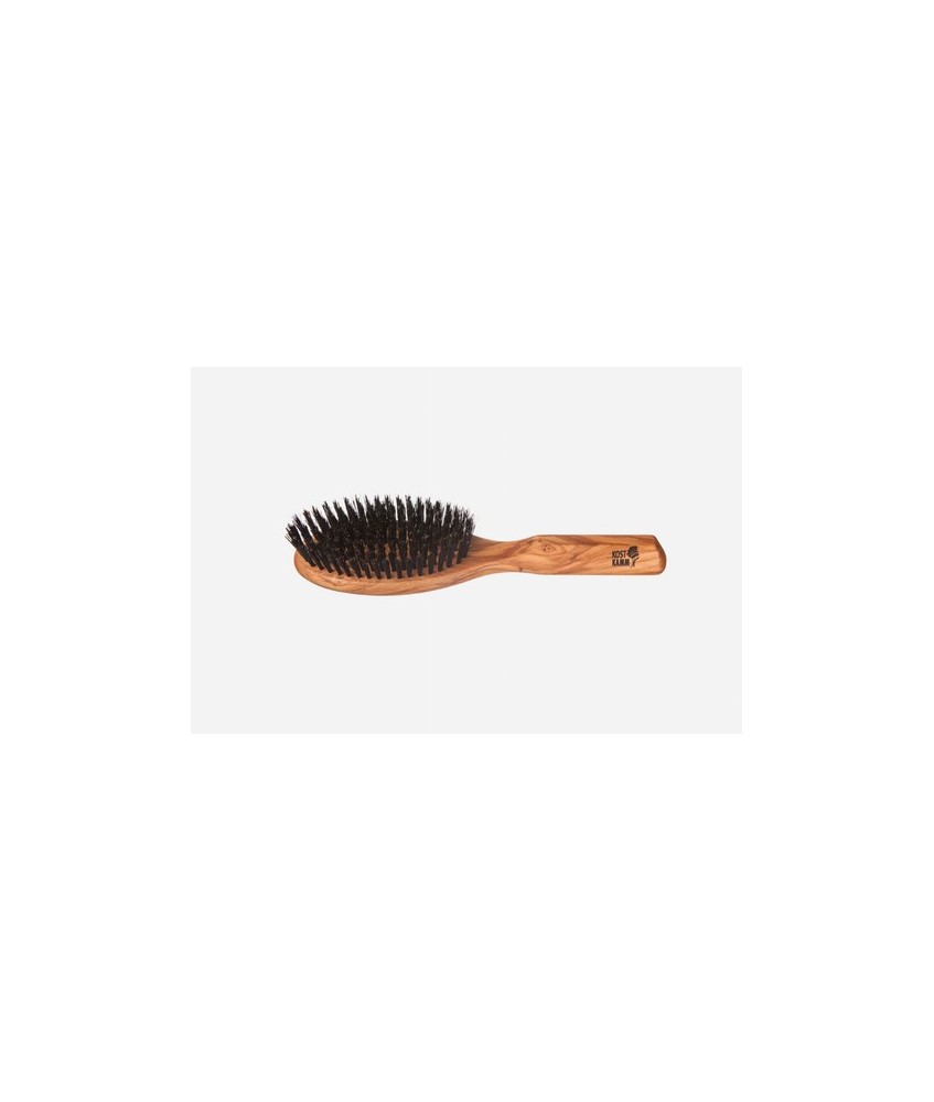 Cepillo para el pelo, madera de olivo, ovalado, cerdas rígidas de jabalí negro, 9 hileras
Idoneidad: pelo corto a mediano, lis