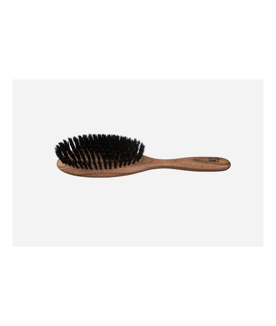 Cepillo para el cabello, nogal encerado, ovalado, cerdas de jabalí negro, 10 hileras
Idoneidad: cabello medio a largo, liso u 