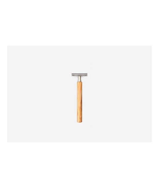 Navaja, cilíndrica, oliva, clásica.
Mango de madera de olivo engrasado, cabeza de afeitar para cuchillas de afeitar clásicas.