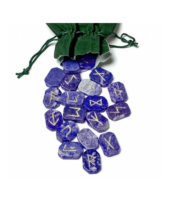 Runas Cuarzo Azul planas. 24 piezas.
Bolsa de terciopelo.