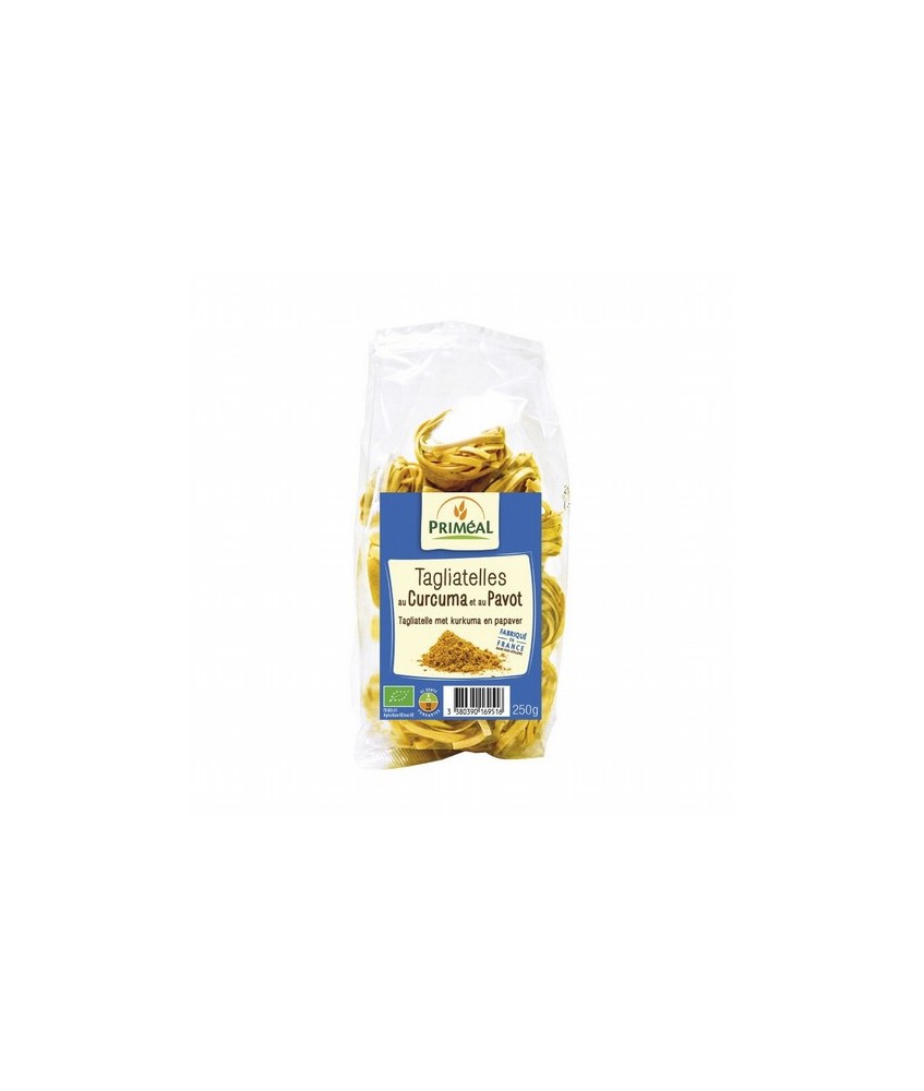 Deliciosos tagliatelle con el color y aroma exclusivo gracias a la cúrcuma y las semillas de amapola. Listos en 10 minutos, ide